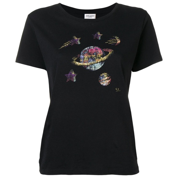 saint laurent space print t shirt women’s - Picture 1 of 5
